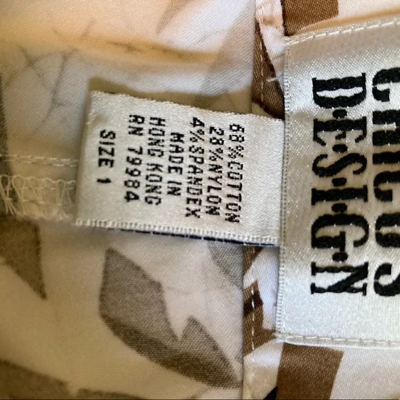 Chico’s Design Brown/Black Tropical Design Pants - Picture 5 of 8